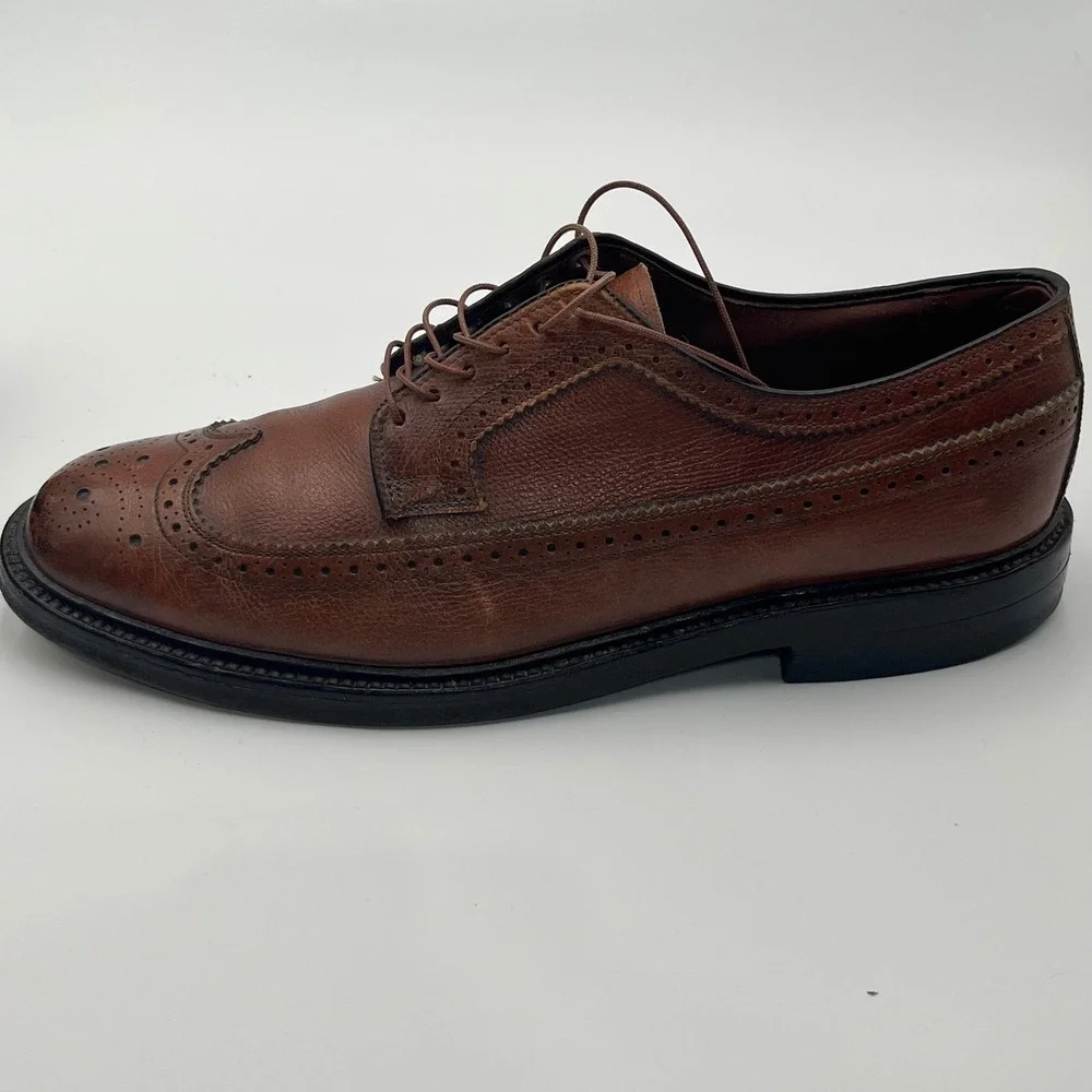 Hanover L.B. Sheppard Wingtip Oxford Mens 9.5 E Brown Pebbled Leather 21332014